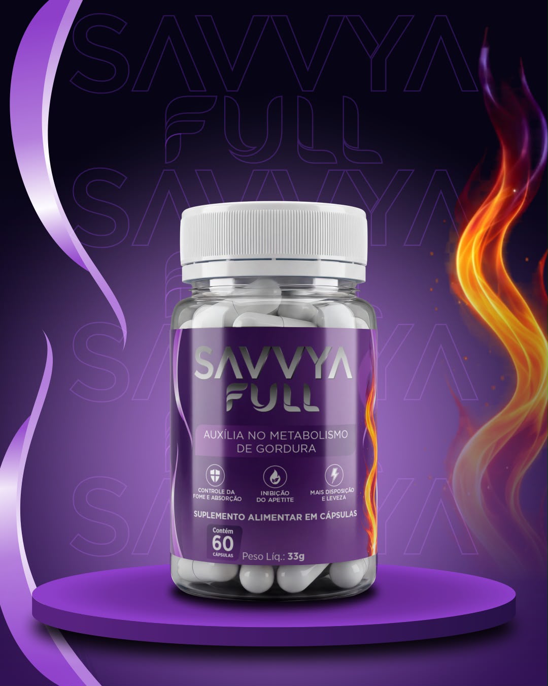 Frasco do suplemento SAVVYA FULL